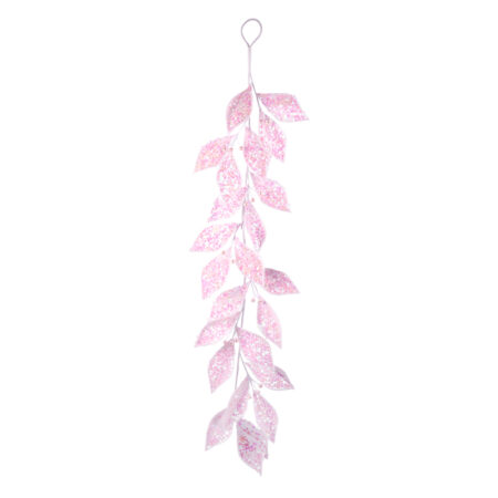 514000 Pink Glitter Leaf Garland