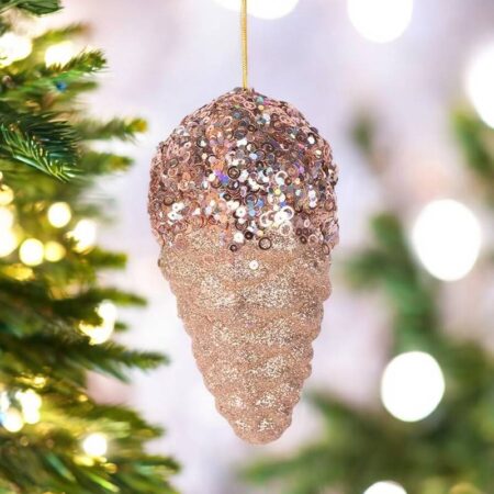 5250813 Champagne Glitter Pinecone