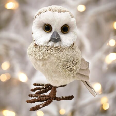 5251050 Ivory Faux Fur Owl 17cm