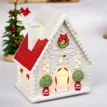 5251057 24CM LED Red Roof Xmas House